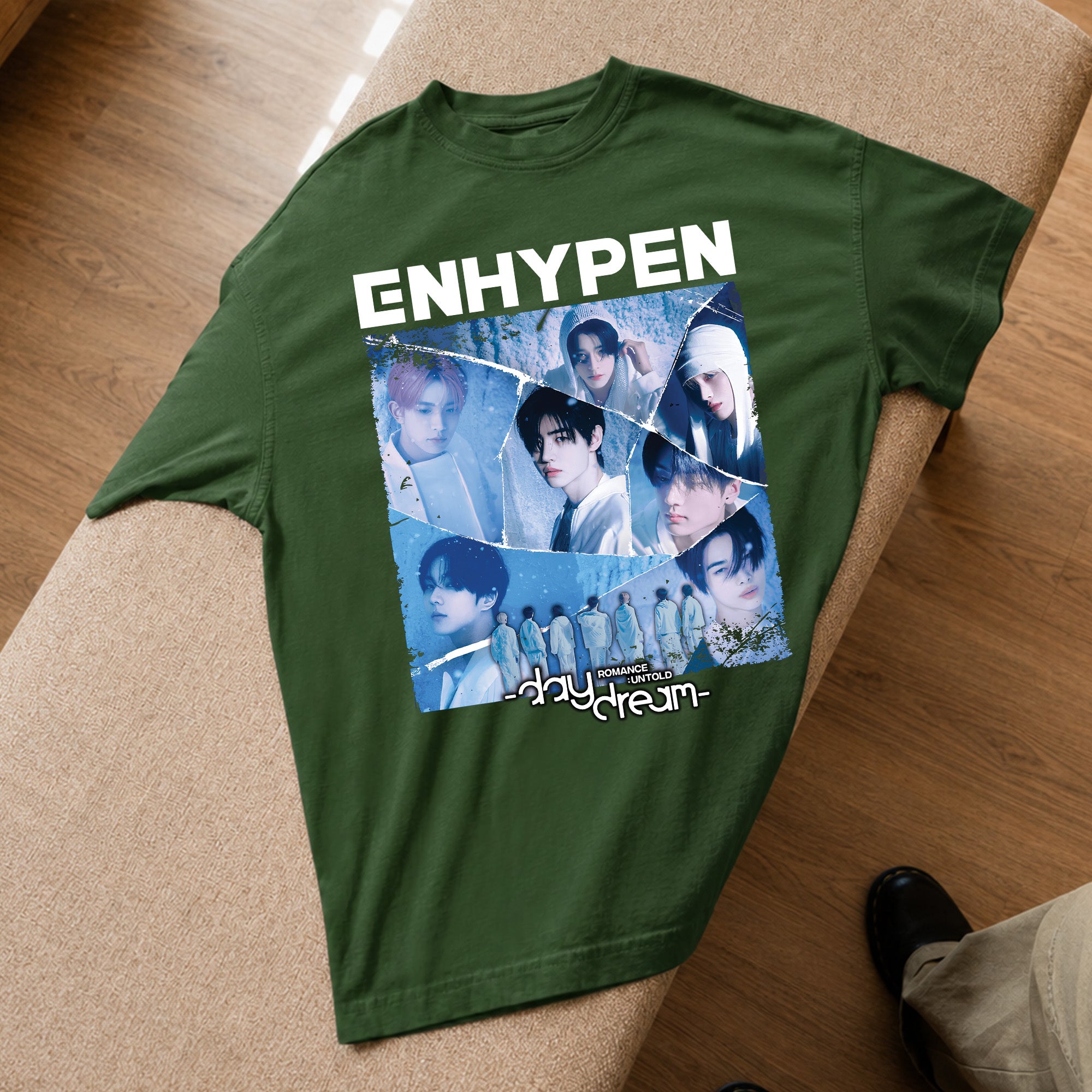 ENHYPEN Romance Untold Album T-Shirt - Spread view, Y2K kpop concert tee