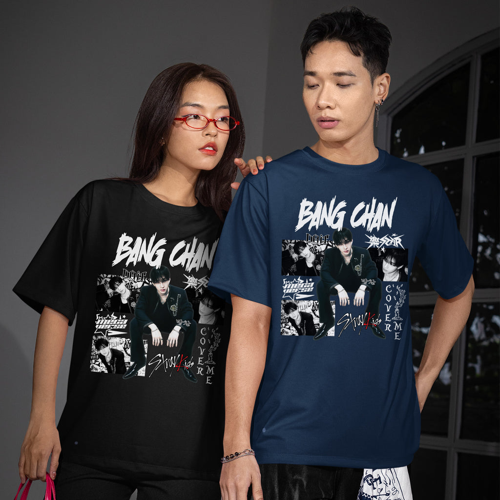 Stray Kids Graphic Bang Chan Style T-Shirt - Couple view, Y2K kpop concert tee