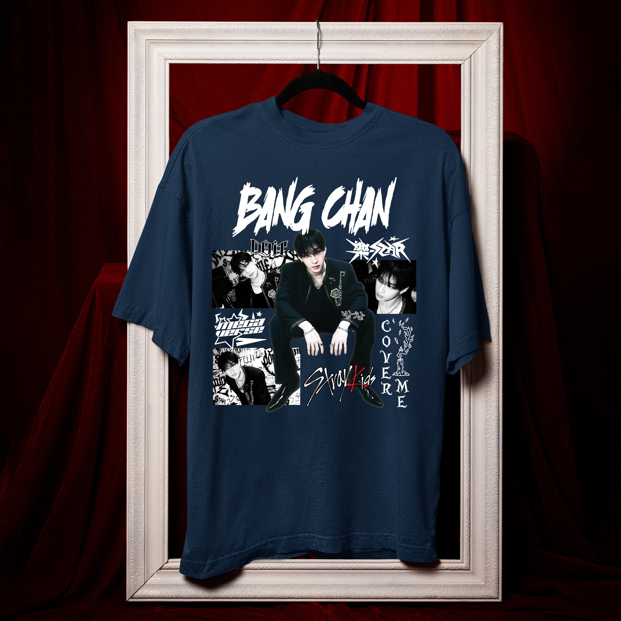 Stray Kids Graphic Bang Chan Style T-Shirt - Hang view, Y2K kpop concert tee