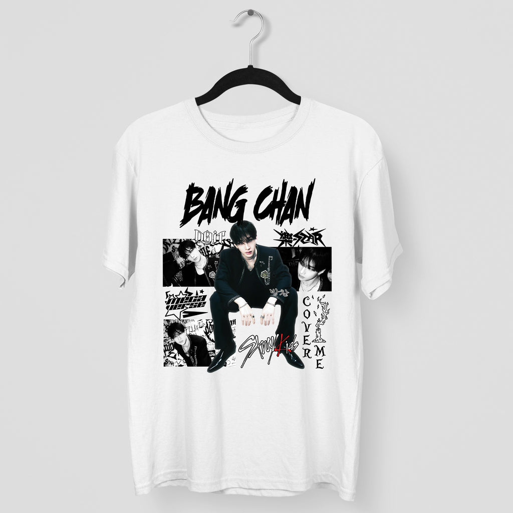 Stray Kids Graphic Bang Chan Style T-Shirt - Main view, Y2K kpop concert tee