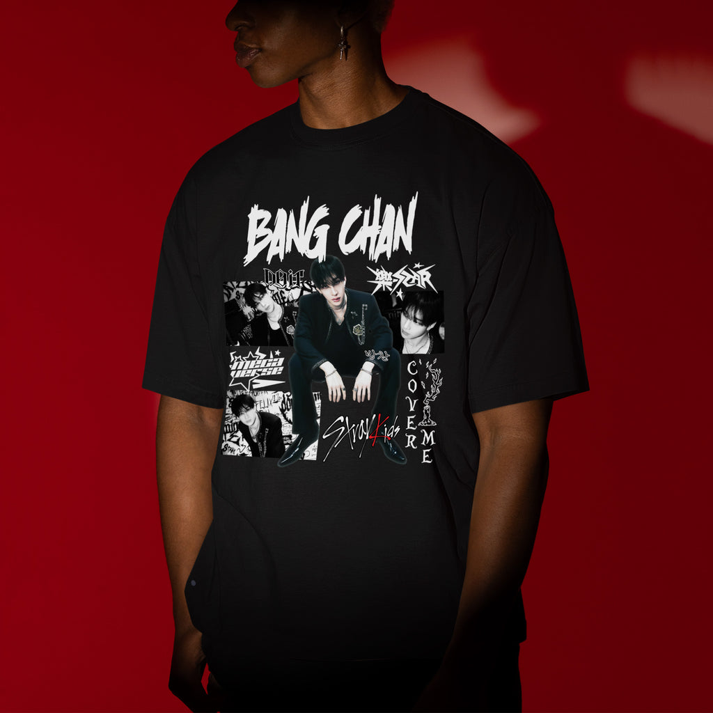 Stray Kids Graphic Bang Chan Style T-Shirt - Men view, Y2K kpop concert tee