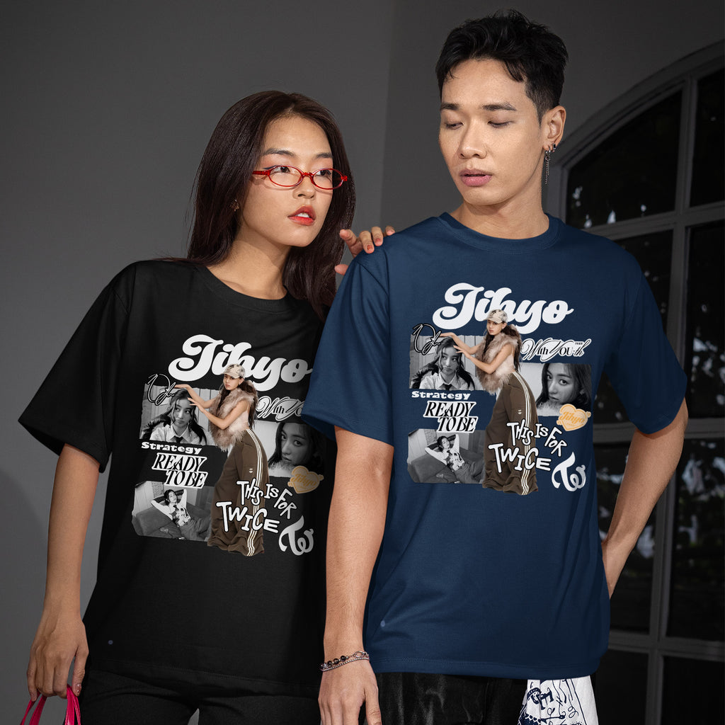 TWICE Graphic Jihyo T-Shirt - Couple view, Y2K kpop concert tee