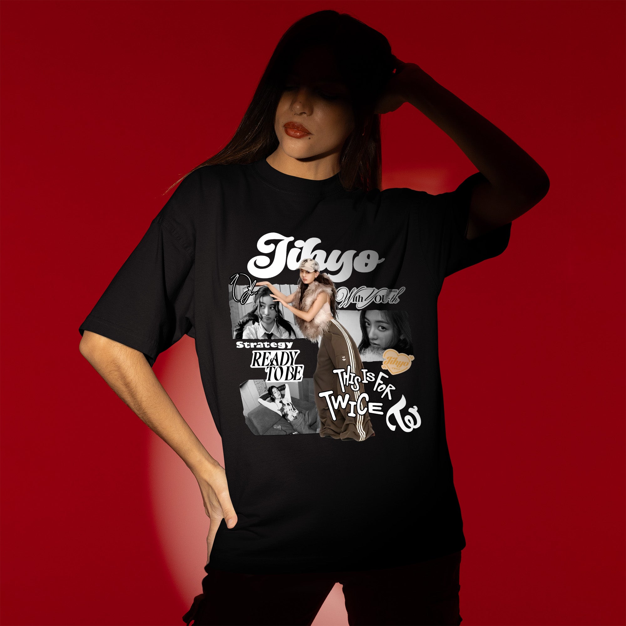 TWICE Graphic Jihyo T-Shirt - Women view, Y2K kpop concert tee