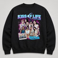 KISS OF LIFE Graphic Kiss Road Sweatshirt - Main view, Y2K kpop concert sweatshirt