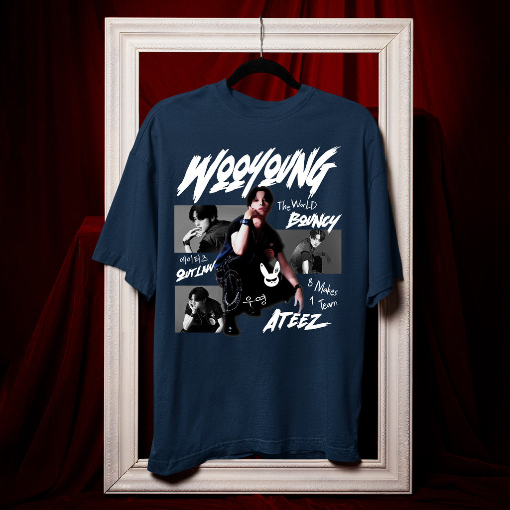 ATEEZ Graphic Wooyoung Member T-Shirt - Hang view, Y2K kpop concert tee