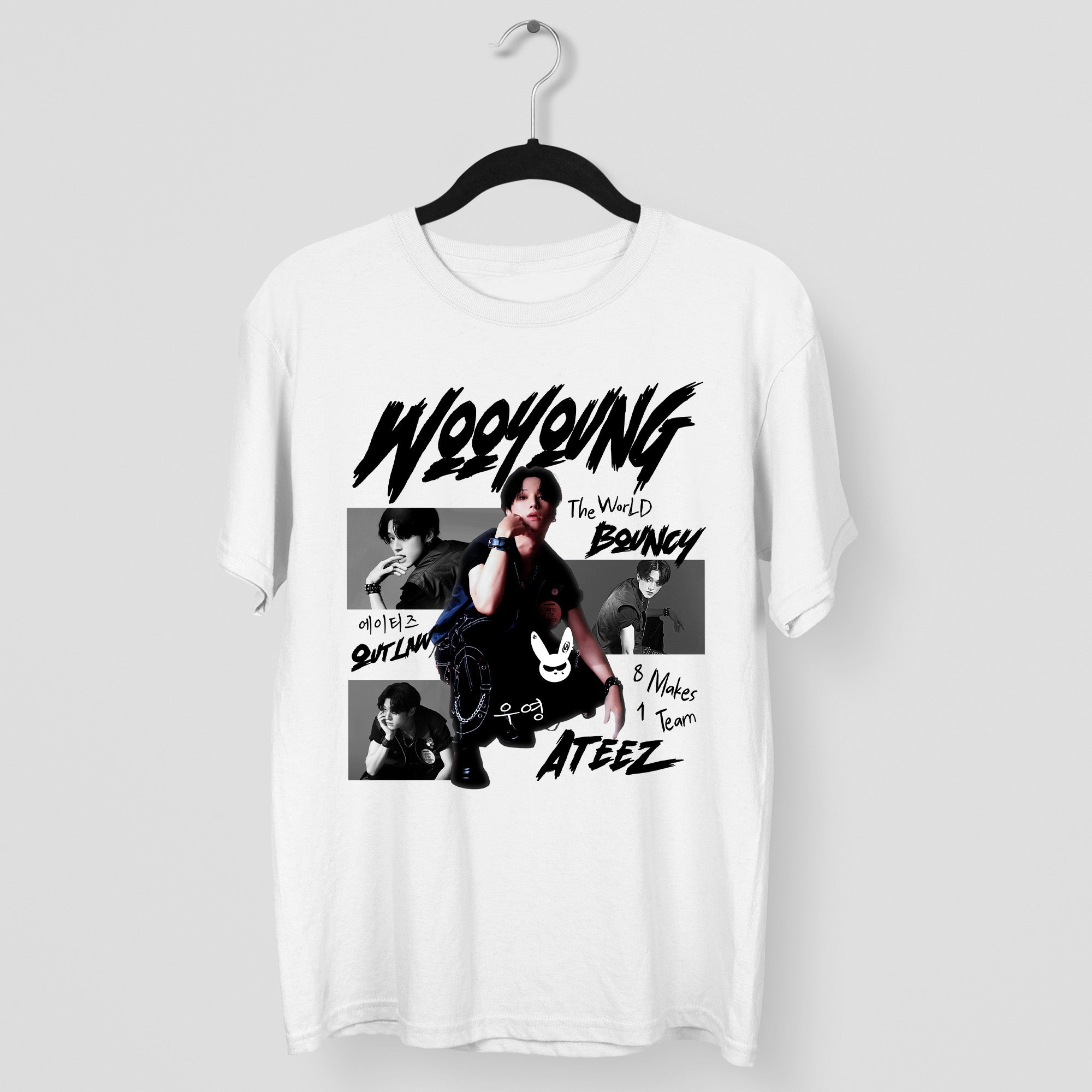 ATEEZ Graphic Wooyoung Member T-Shirt - Main view, Y2K kpop concert tee