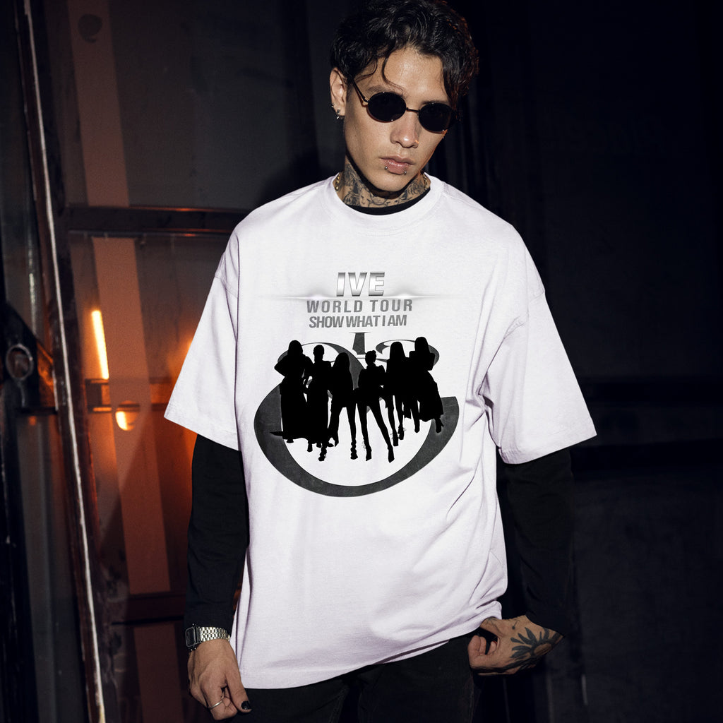 IVE Show What I Am World Tour T-Shirt - Men Front view, Y2K kpop concert tee