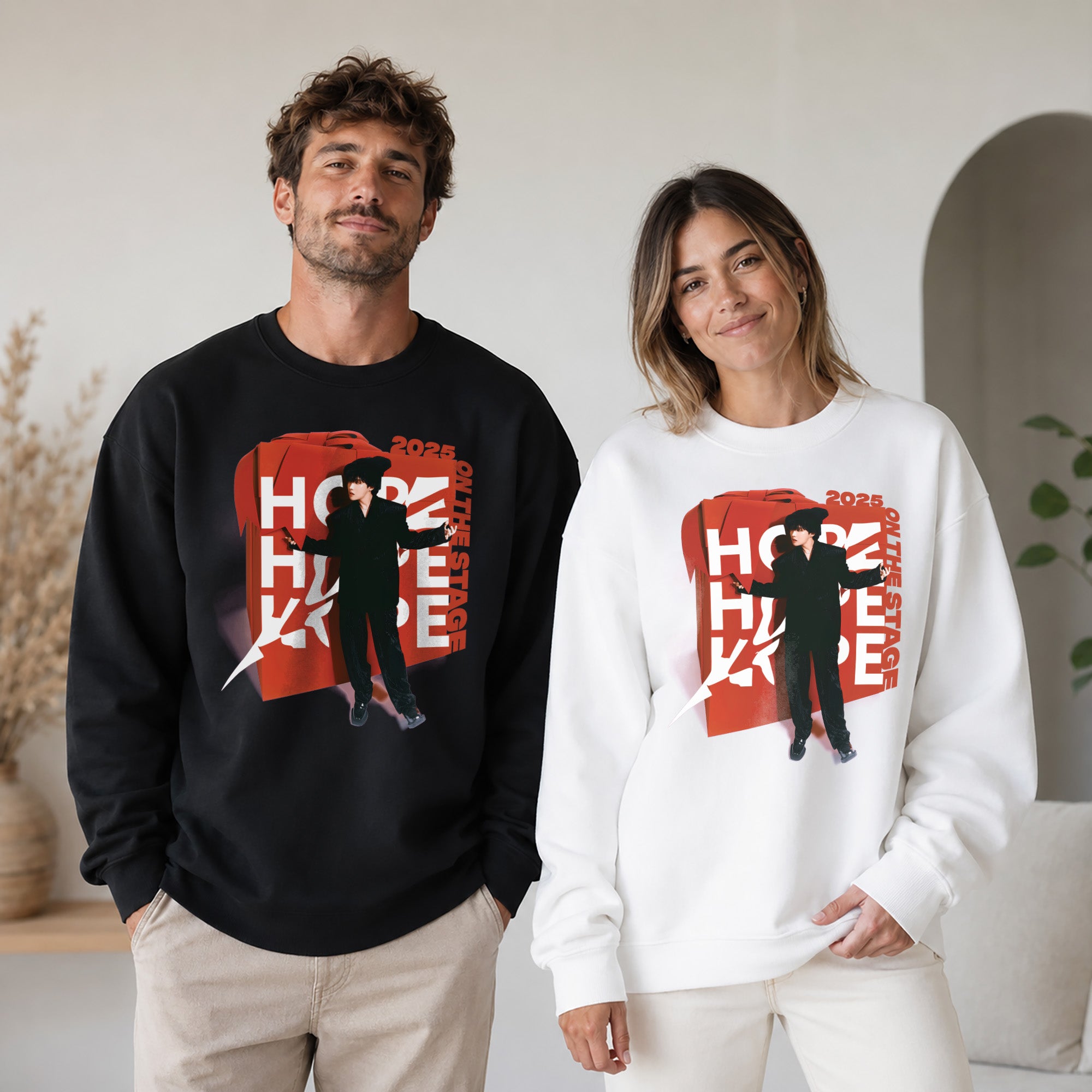 BTS J-Hope Classic Sweatshirt - Couple view, Y2K kpop concert sweatshirt