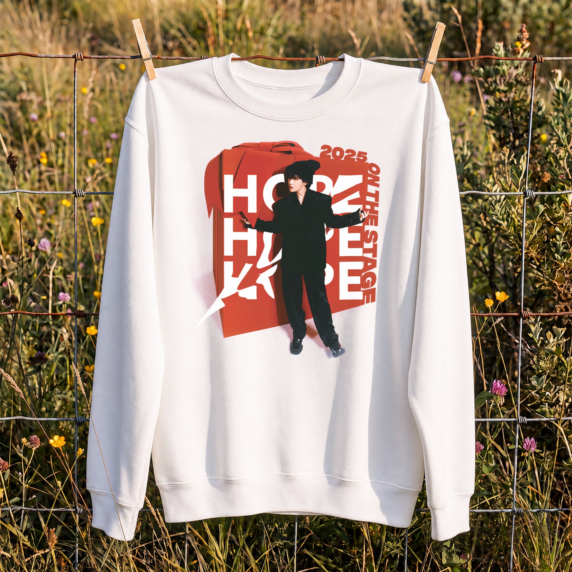 BTS J-Hope Classic Sweatshirt - Hang view, Y2K kpop concert sweatshirt