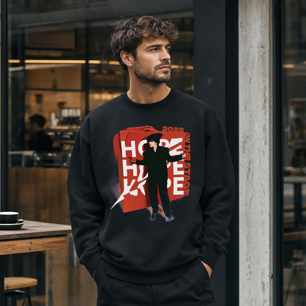 BTS J-Hope Classic Sweatshirt - Men view, Y2K kpop concert sweatshirt