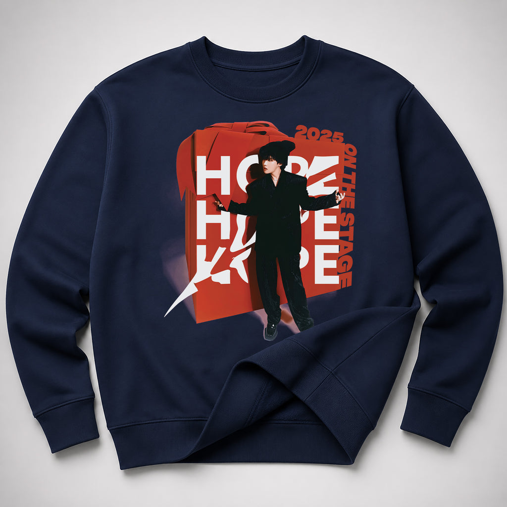 BTS J-Hope Classic Sweatshirt - Spread view, Y2K kpop concert sweatshirt