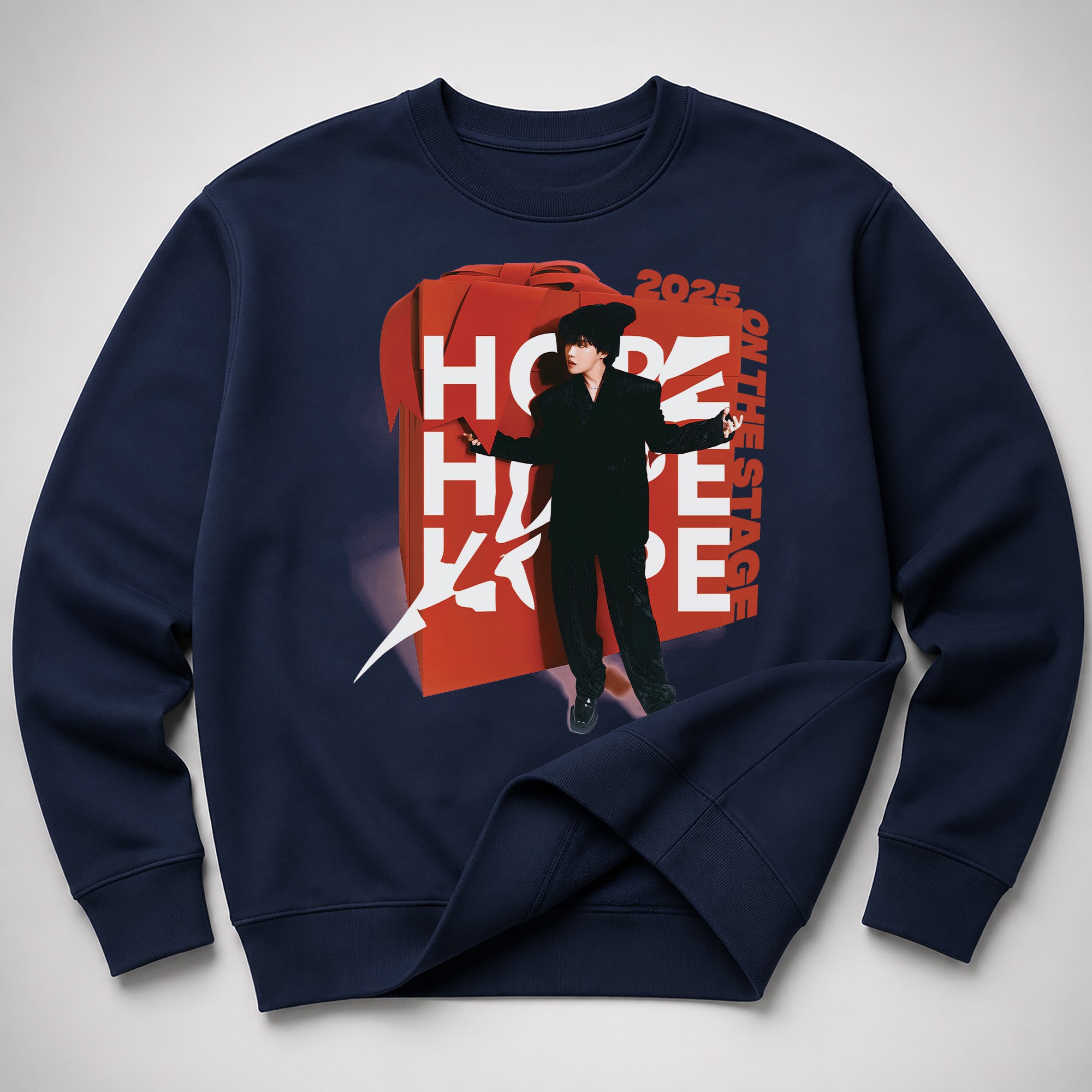BTS J-Hope Classic Sweatshirt - Spread view, Y2K kpop concert sweatshirt