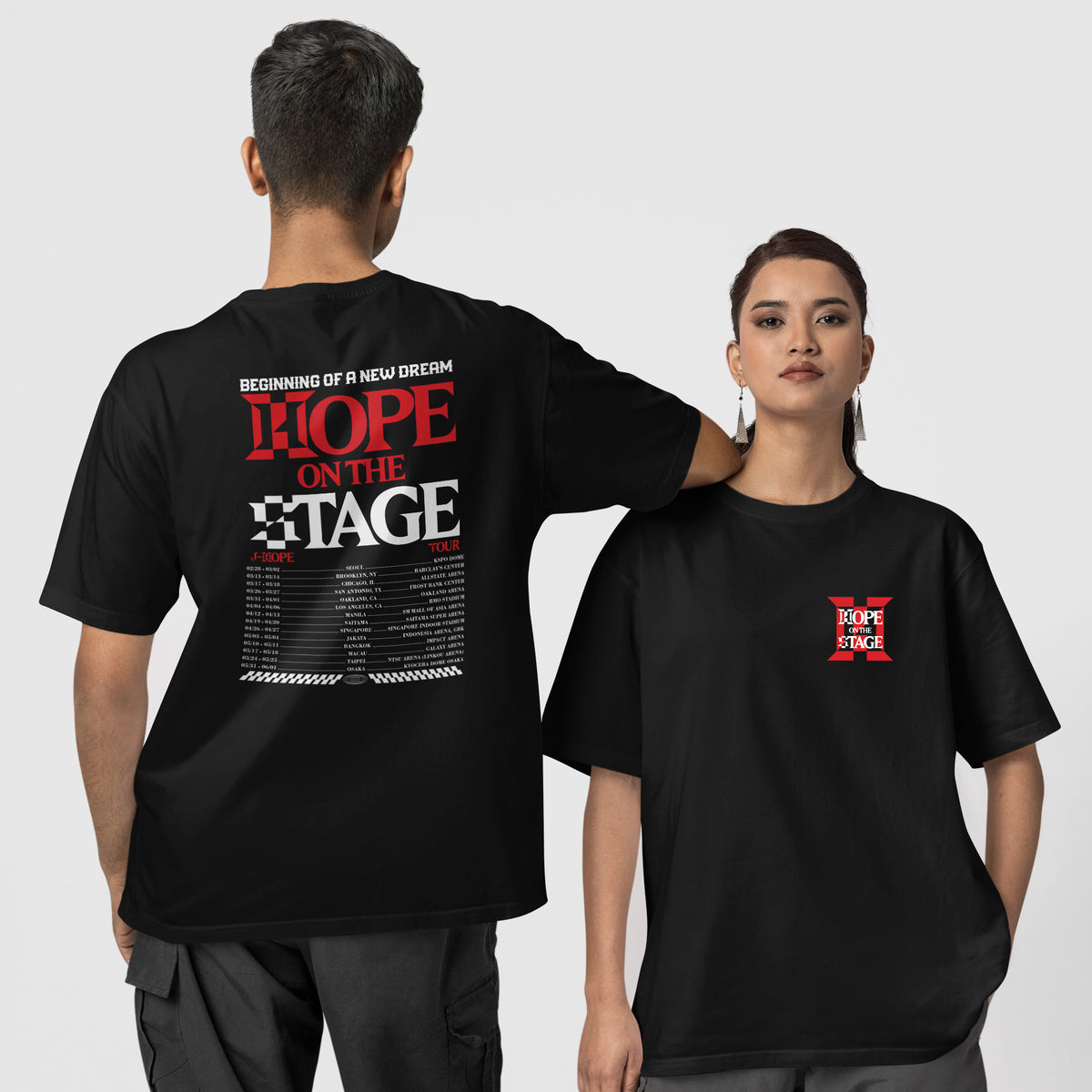 BTS J-Hope On The Stage 2025 Tour Dates T-Shirt - Couple 1 view, Y2K kpop concert tee