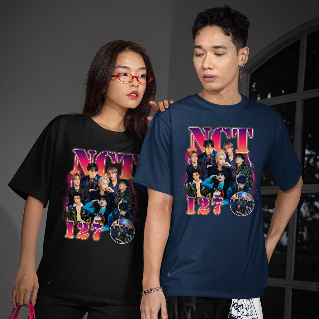 NCT 127 Unisex Graphic T-Shirt - Couple view, Y2K kpop concert tee