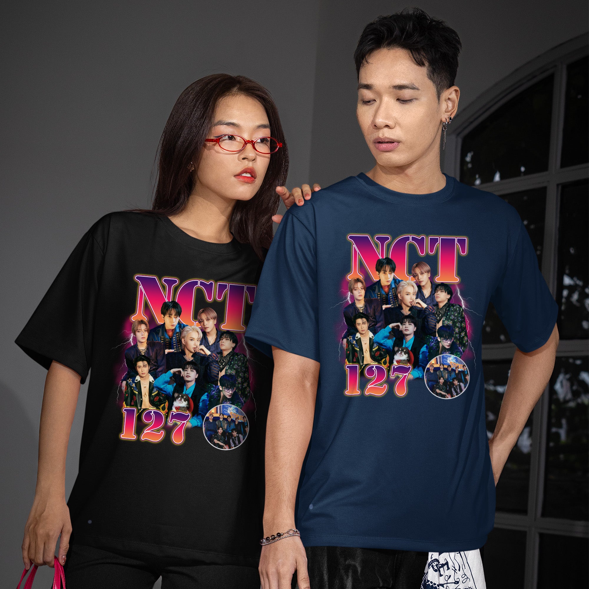 NCT 127 Unisex Graphic T-Shirt - Couple view, Y2K kpop concert tee