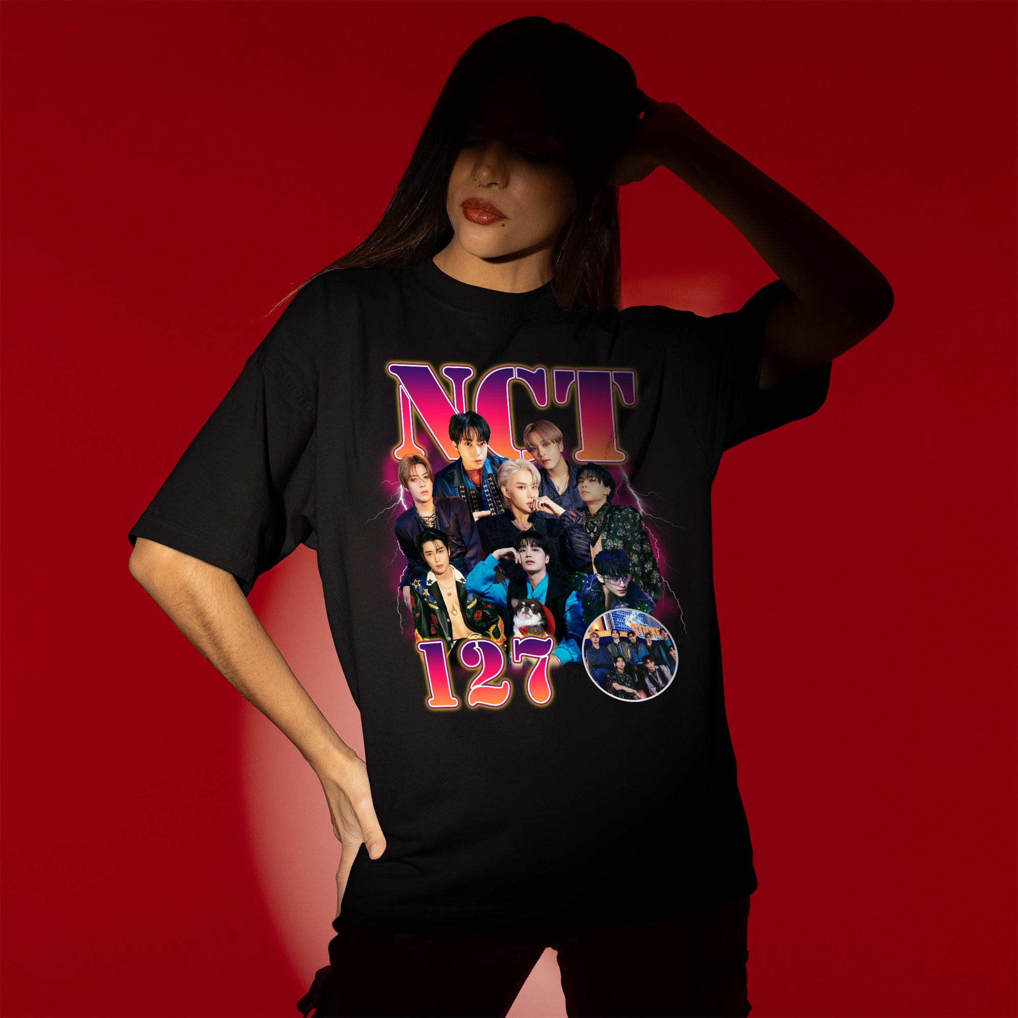 NCT 127 Unisex Graphic T-Shirt - Women view, Y2K kpop concert tee