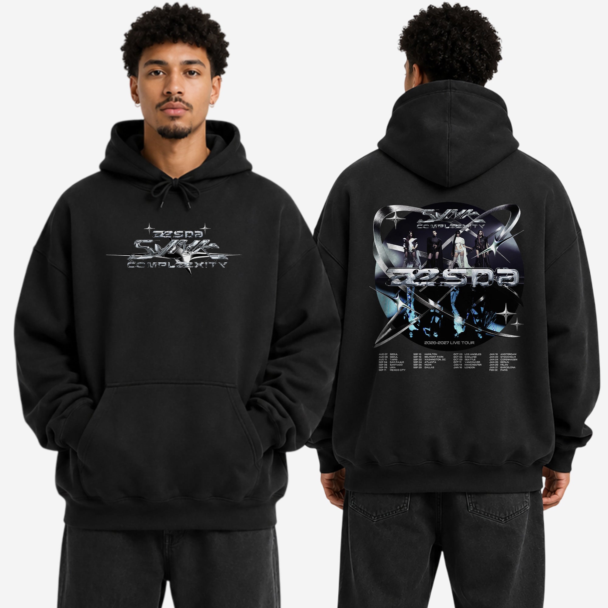 aespa Live Tour Synk Complæxity 2026-2027 Hoodie - Men view, Y2K kpop concert hoodie