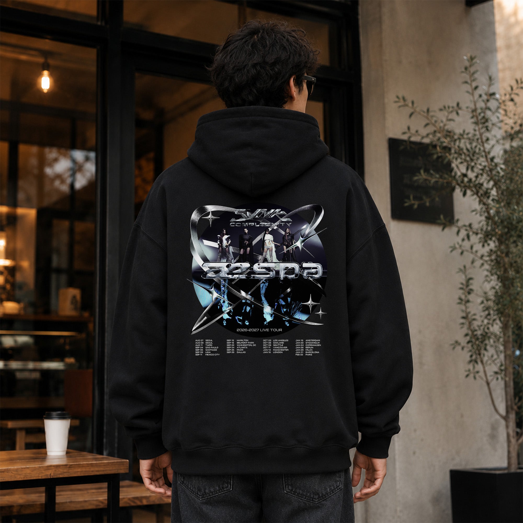 aespa Live Tour Synk Complæxity 2026-2027 Hoodie - Men Back view, Y2K kpop concert hoodie