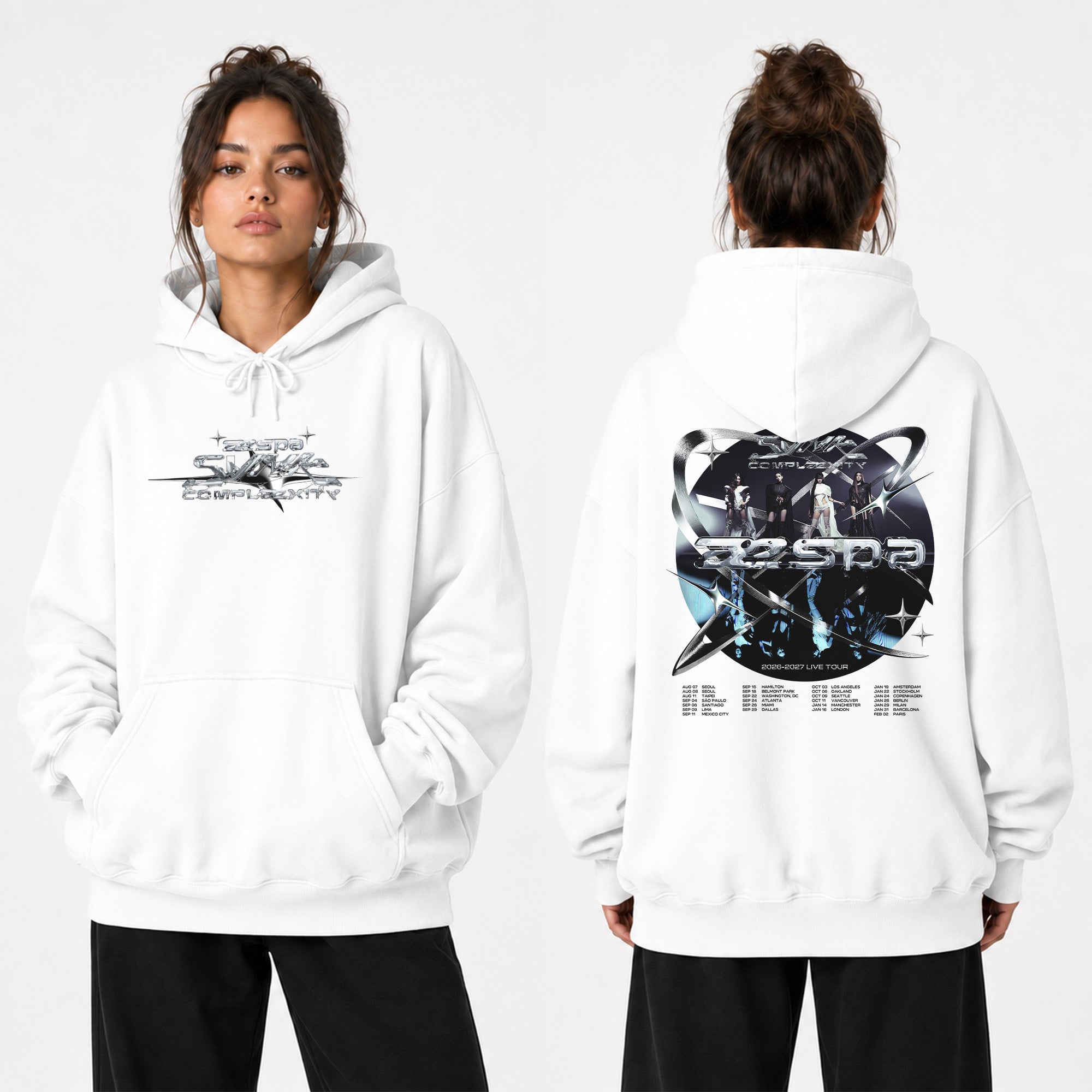 aespa Live Tour Synk Complæxity 2026-2027 Hoodie - Women view, Y2K kpop concert hoodie