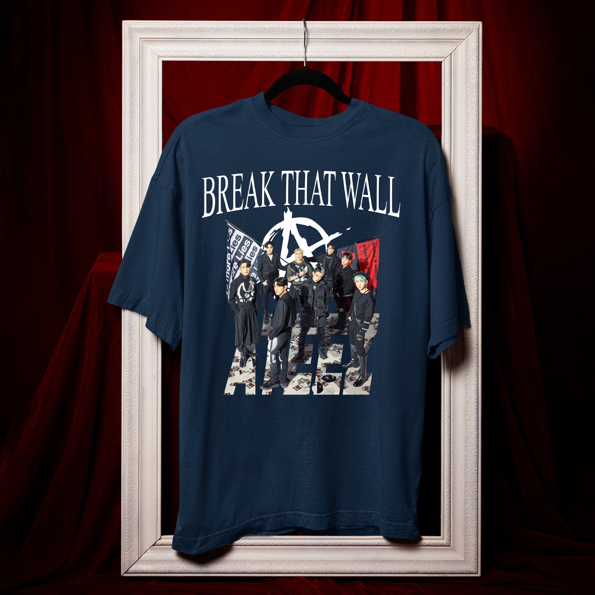ATEEZ Break That Wall T-Shirt - Hang view, Y2K kpop concert tee