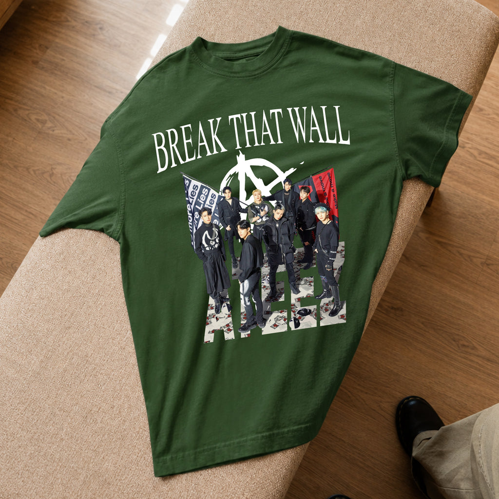 ATEEZ Break That Wall T-Shirt - Spread view, Y2K kpop concert tee