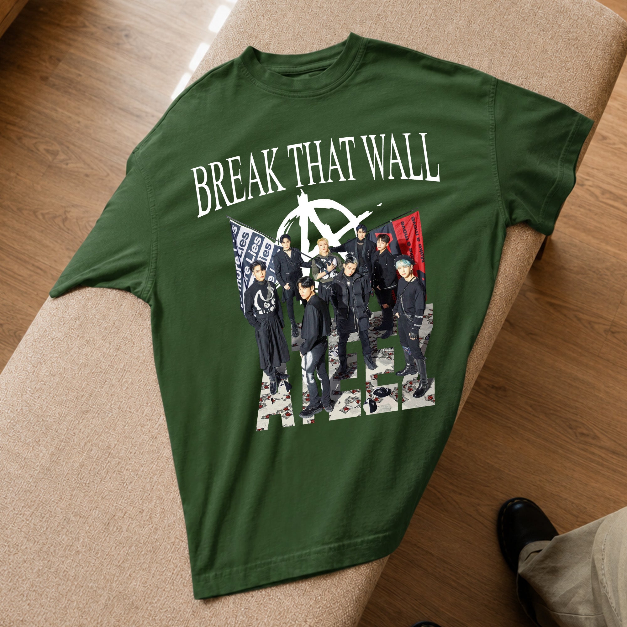 ATEEZ Break That Wall T-Shirt - Spread view, Y2K kpop concert tee