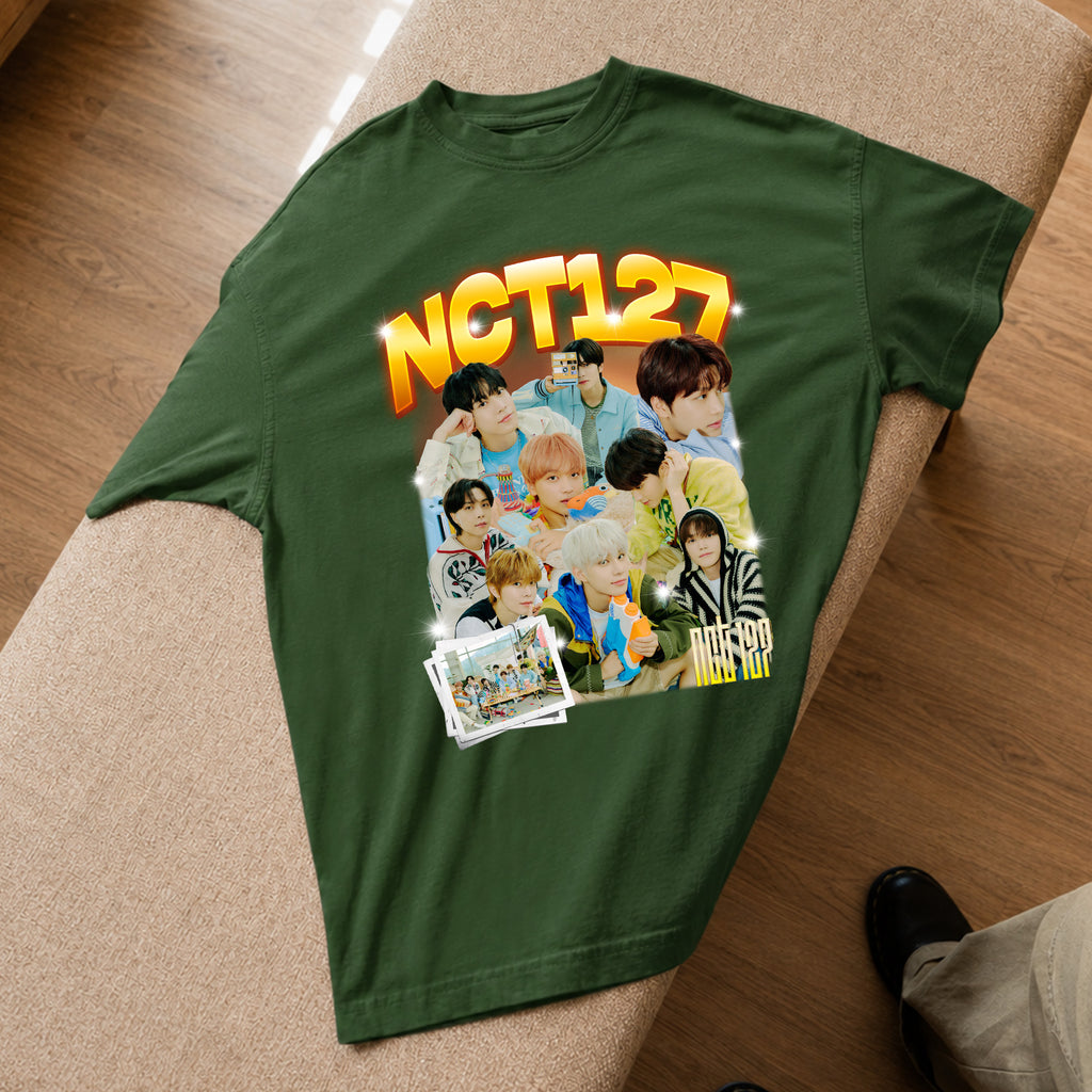 NCT 127 Cute Korean Music Band T-Shirt - Spread view, Y2K kpop concert tee