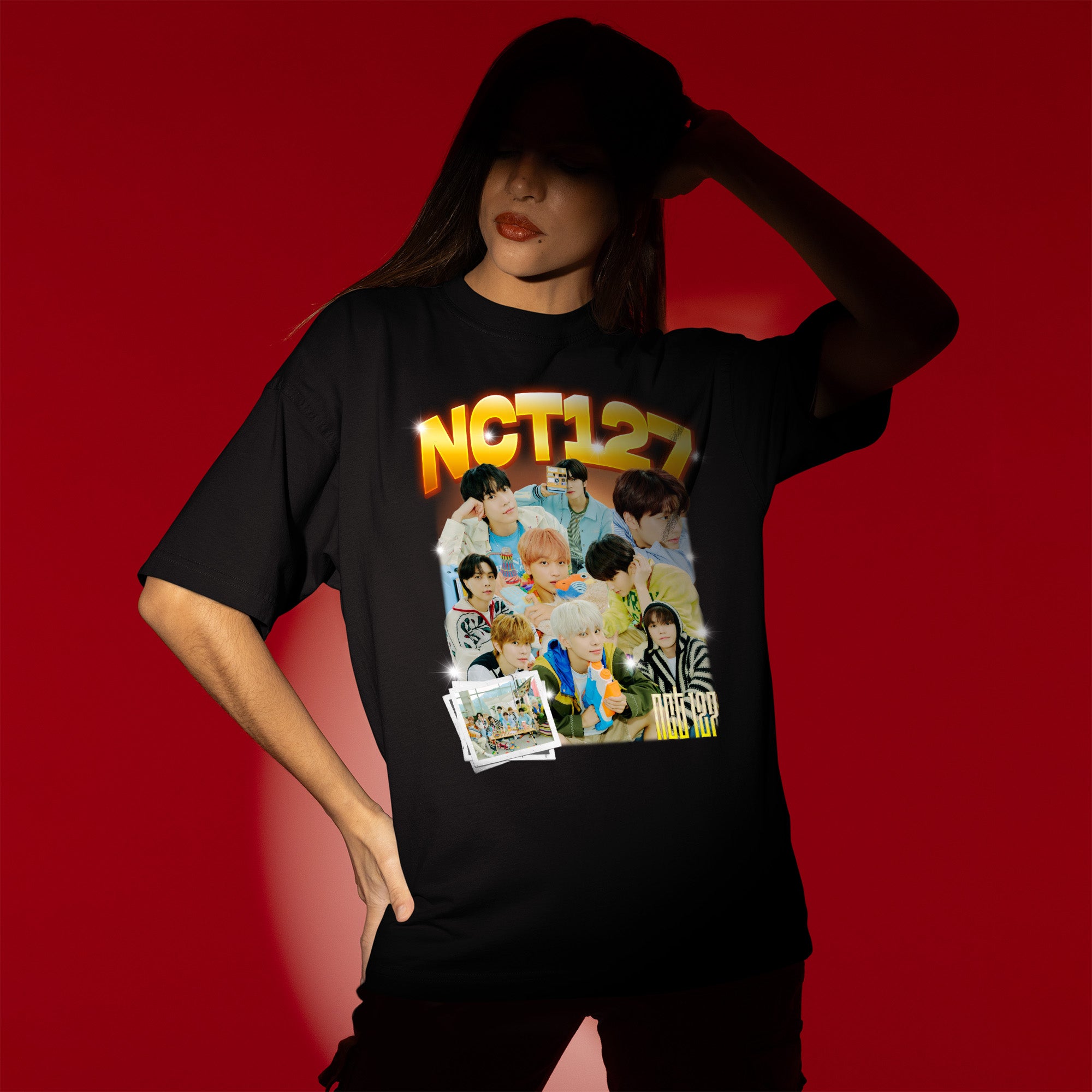 NCT 127 Cute Korean Music Band T-Shirt - Women view, Y2K kpop concert tee