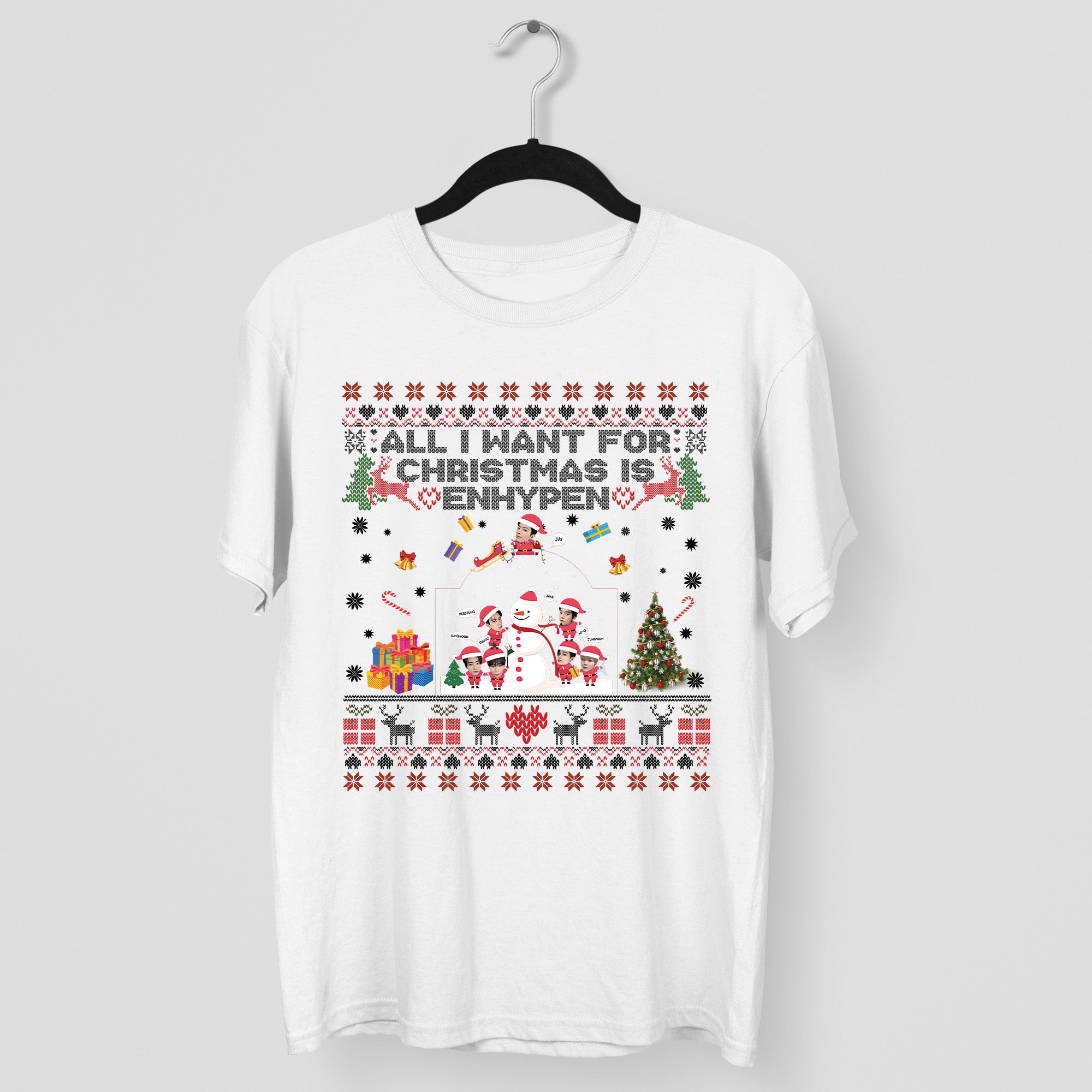 ENHYPEN Funny Xmas T-Shirt - Main view, Y2K kpop concert tee