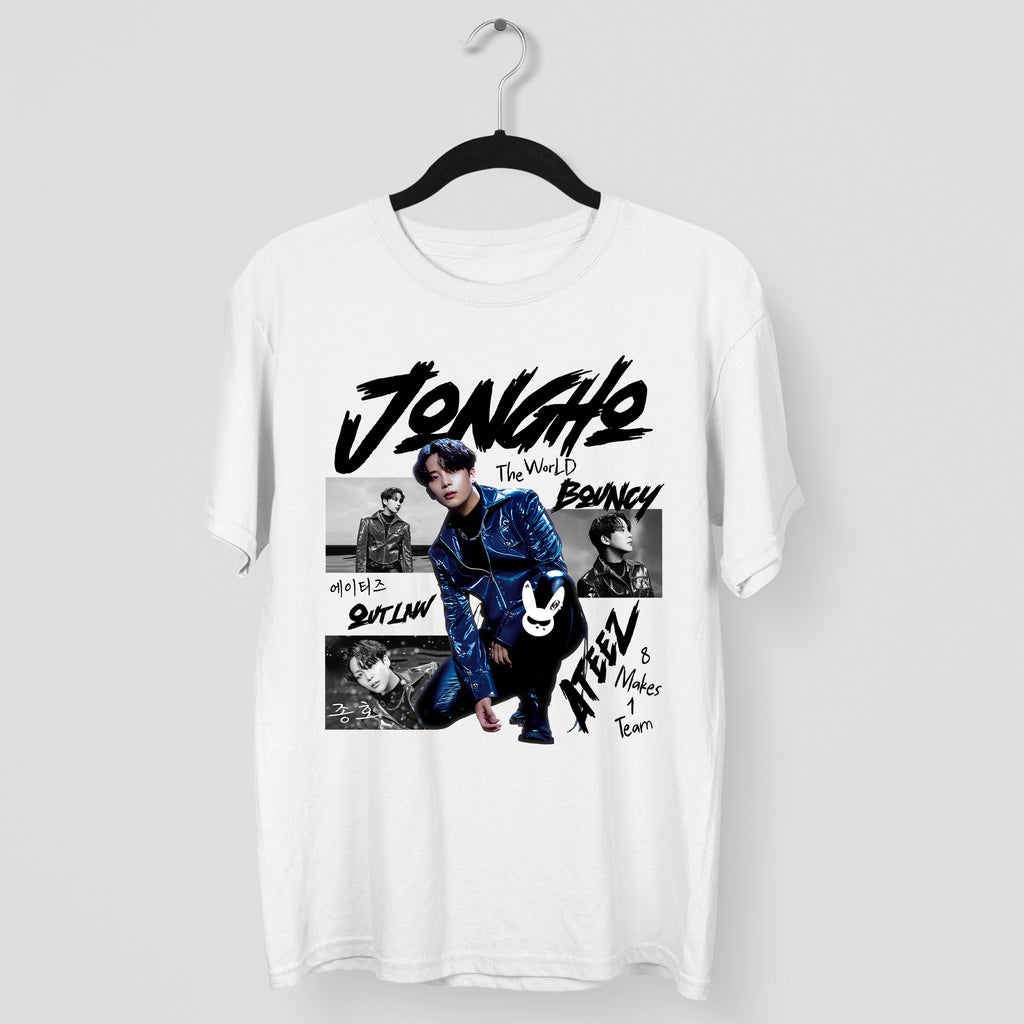 ATEEZ Graphic Jongho Member T-Shirt - Main view, Y2K kpop concert tee