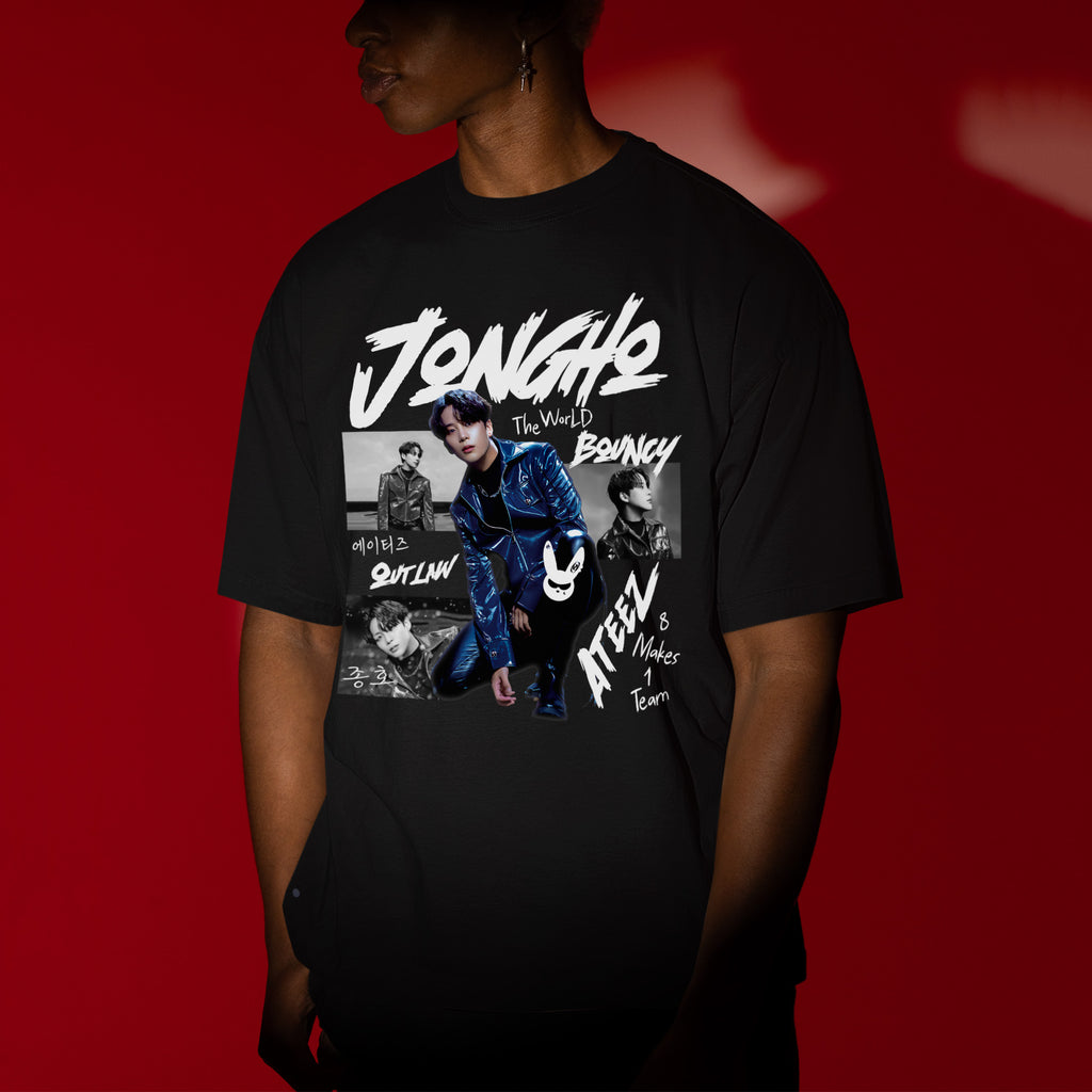 ATEEZ Graphic Jongho Member T-Shirt - Men view, Y2K kpop concert tee
