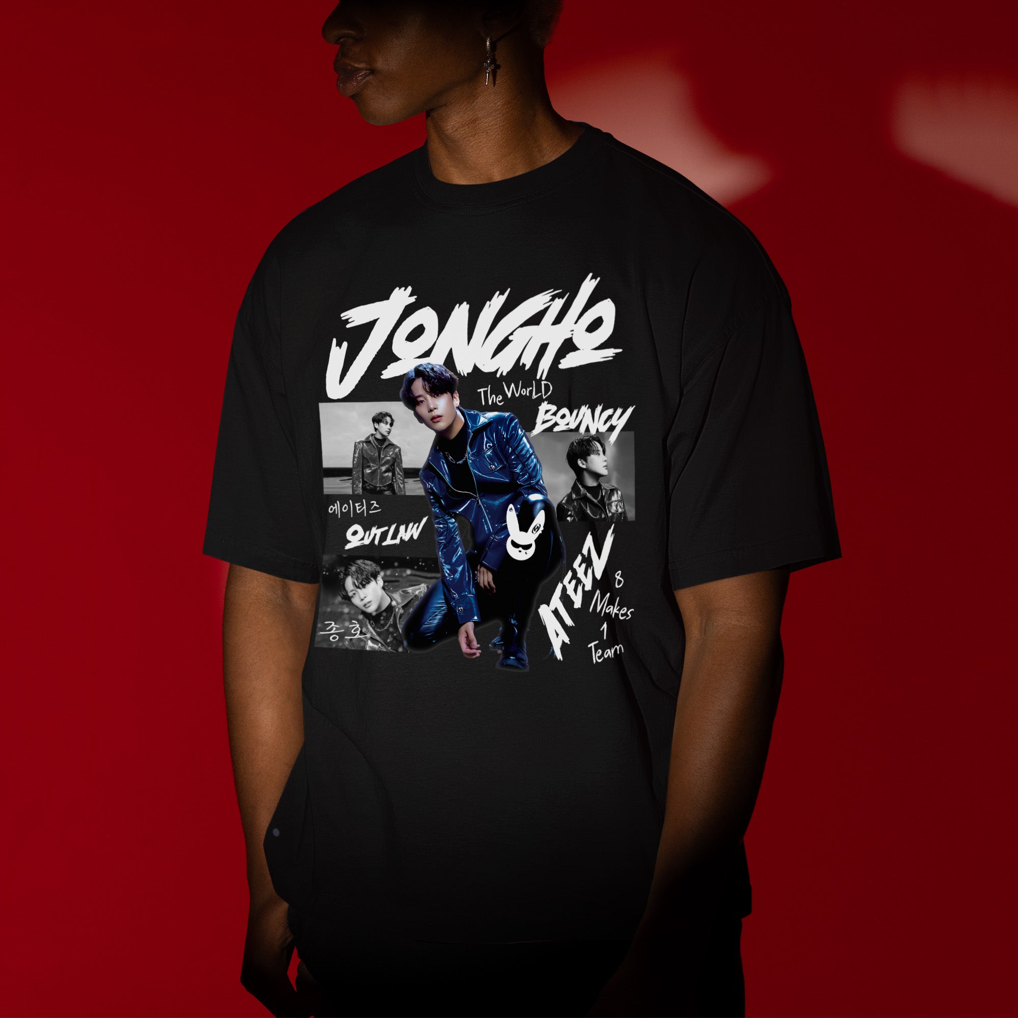 ATEEZ Graphic Jongho Member T-Shirt - Men view, Y2K kpop concert tee