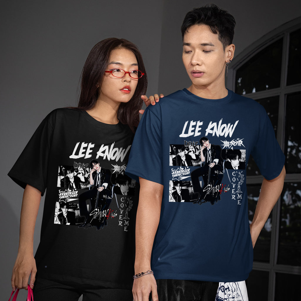 Stray Kids Graphic Lee Know Style T-Shirt - Couple view, Y2K kpop concert tee