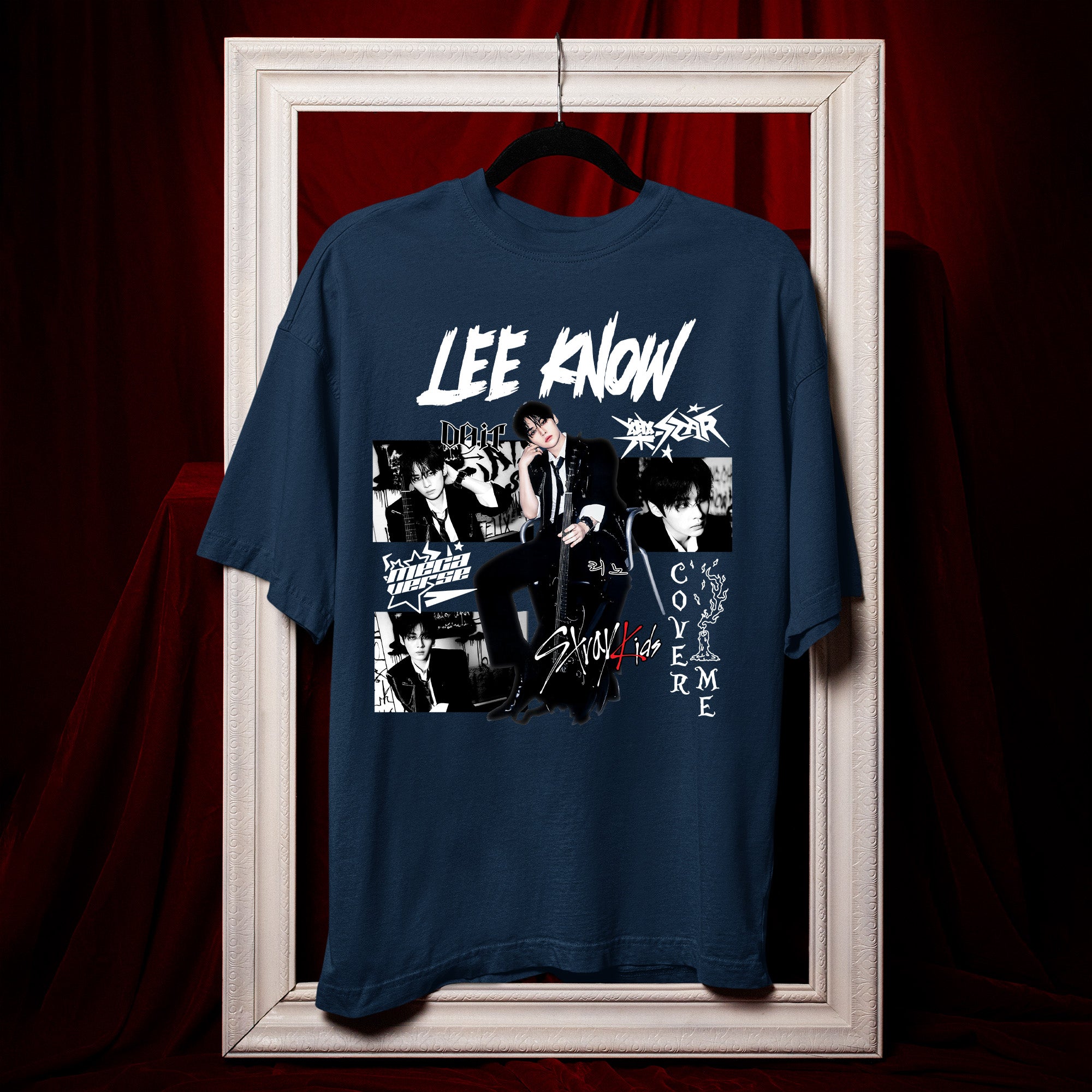 Stray Kids Graphic Lee Know Style T-Shirt - Hang view, Y2K kpop concert tee