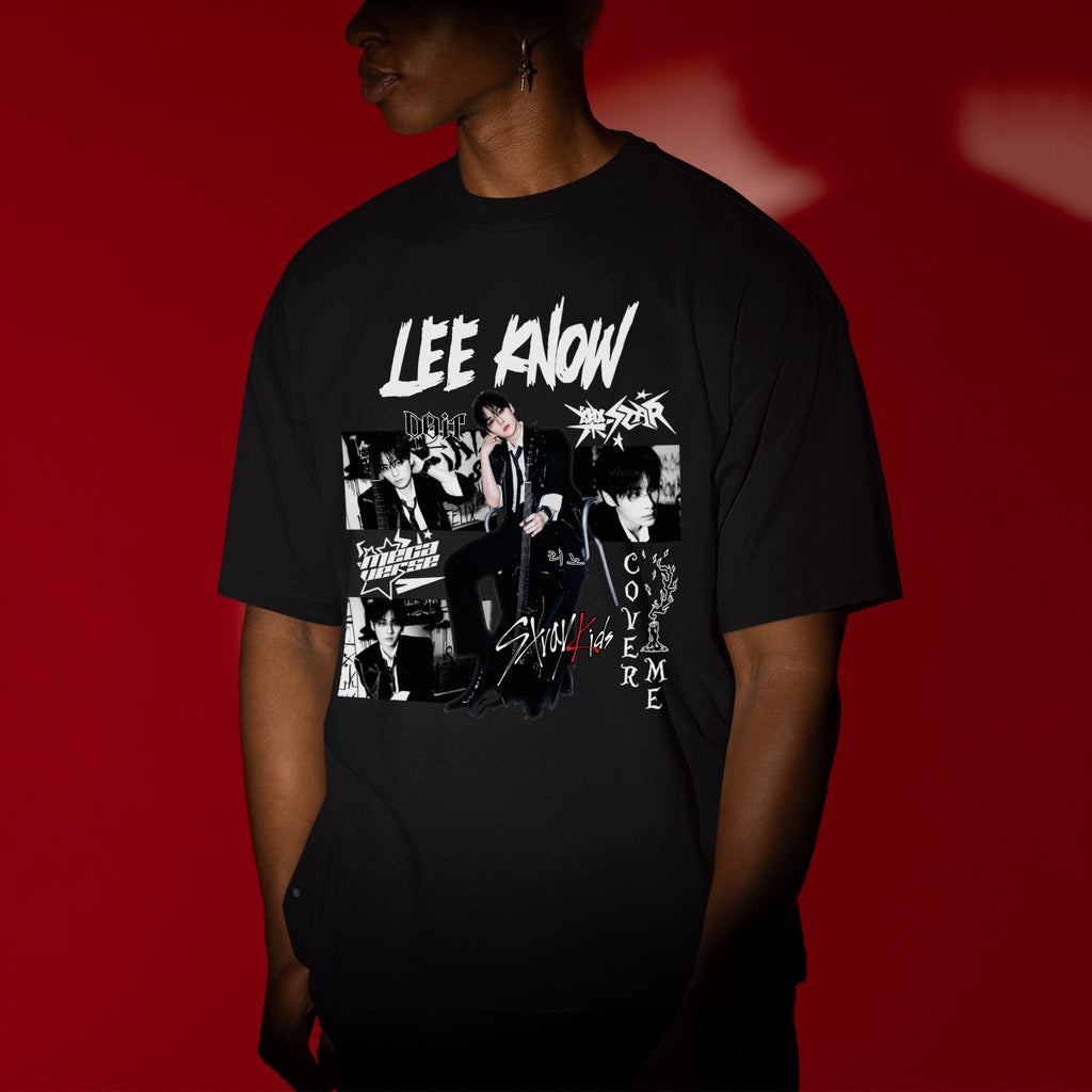 Stray Kids Graphic Lee Know Style T-Shirt - Men view, Y2K kpop concert tee