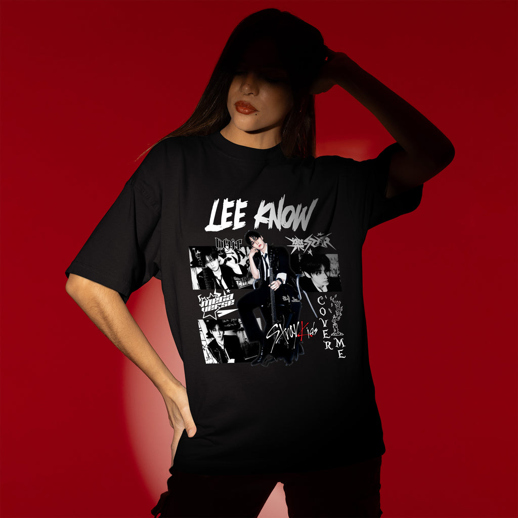 Stray Kids Graphic Lee Know Style T-Shirt - Women view, Y2K kpop concert tee