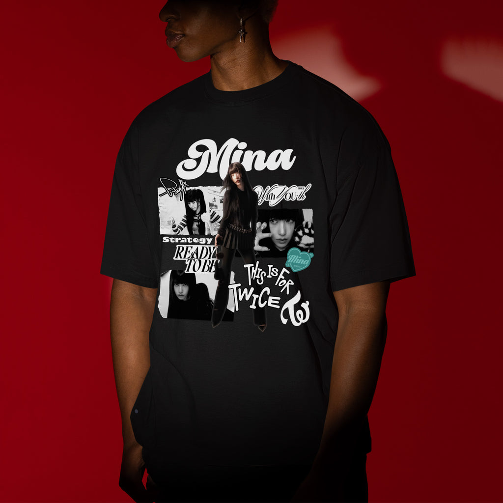 TWICE Graphic Mina T-Shirt - Men view, Y2K kpop concert tee