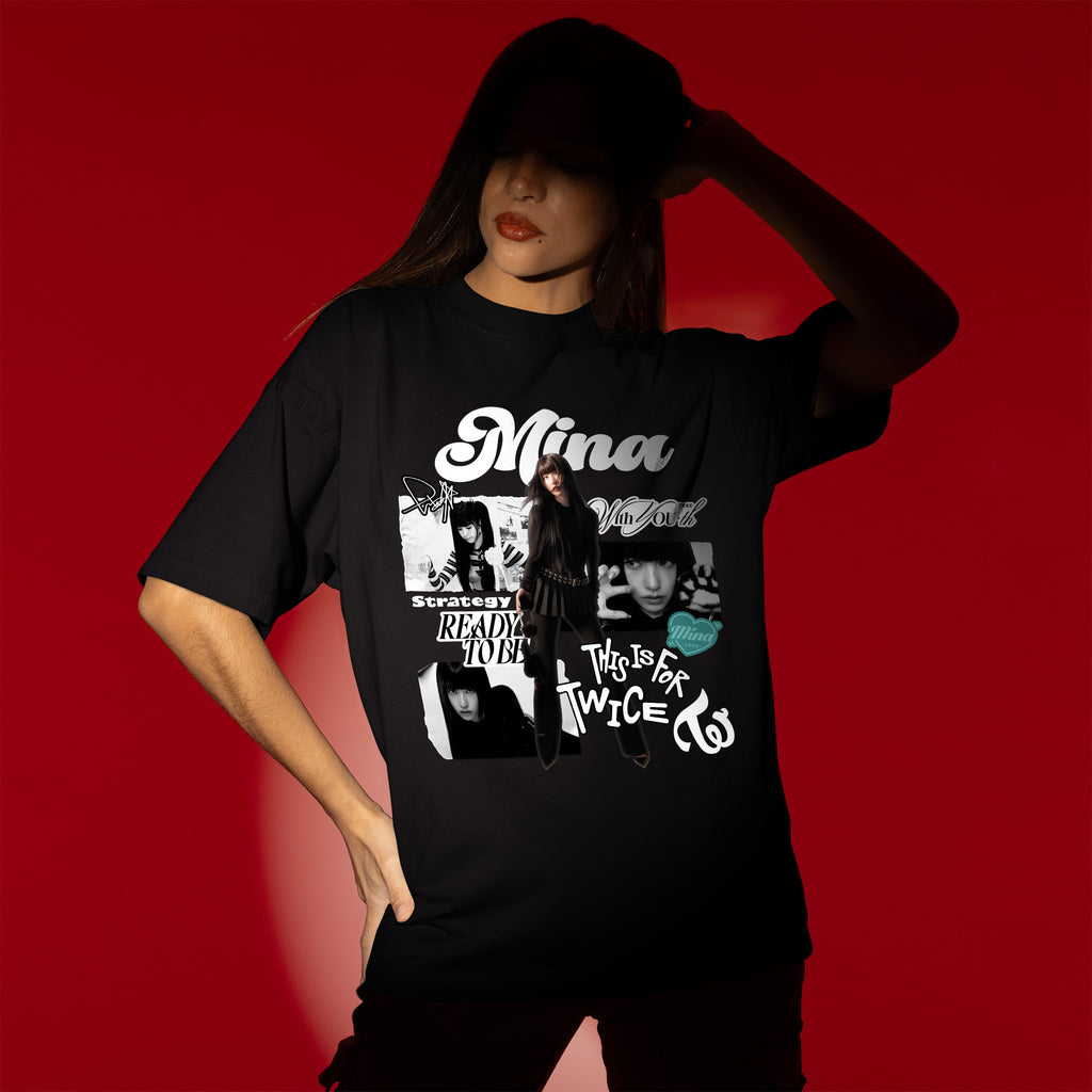 TWICE Graphic Mina T-Shirt - Women view, Y2K kpop concert tee