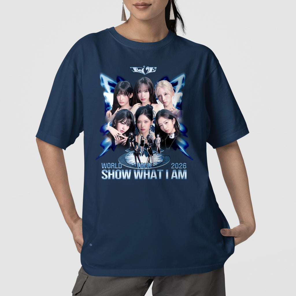 IVE World Tour 2026 Show What I Am T-Shirt - Front view, Y2K kpop concert tee