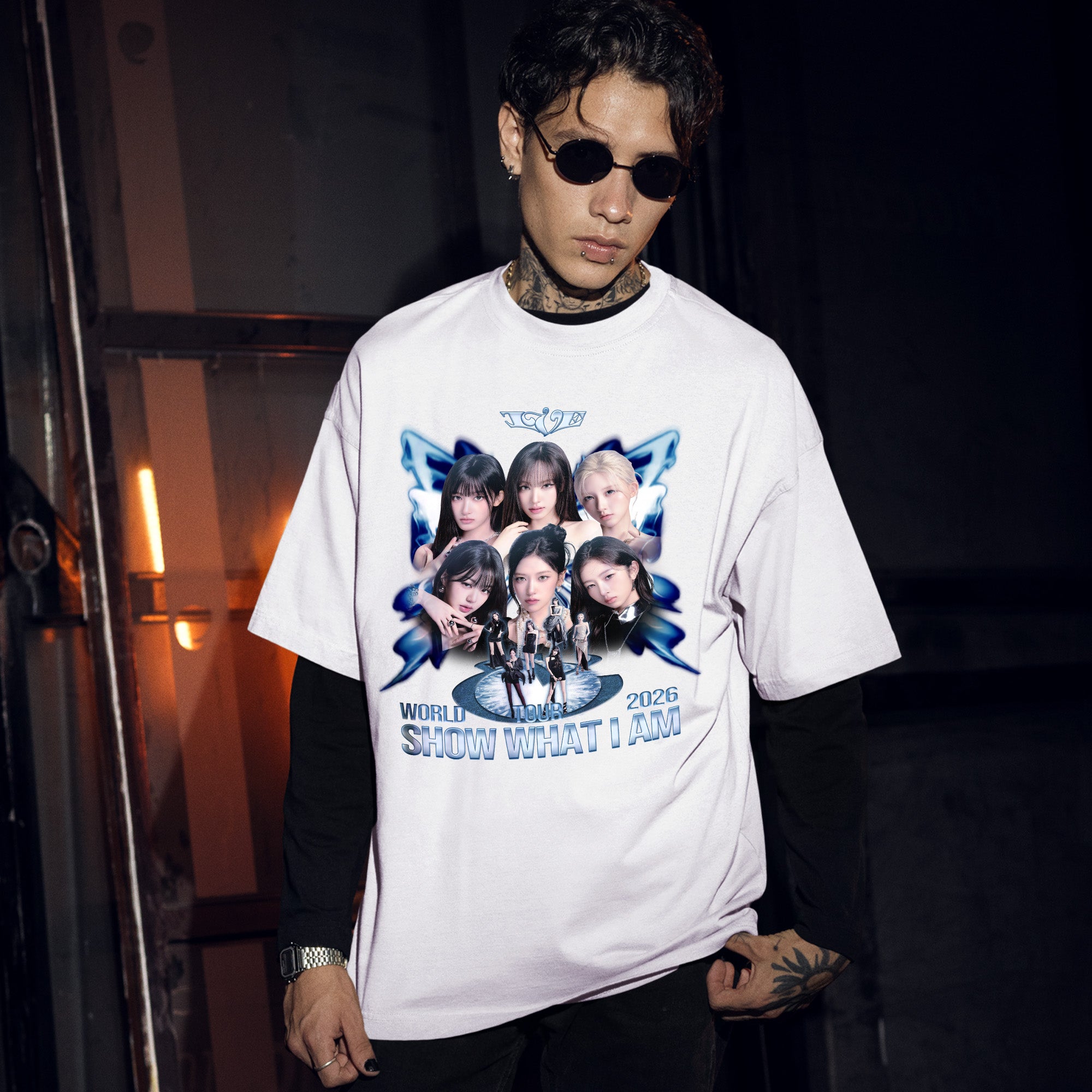 IVE World Tour 2026 Show What I Am T-Shirt - Men Front view, Y2K kpop concert tee