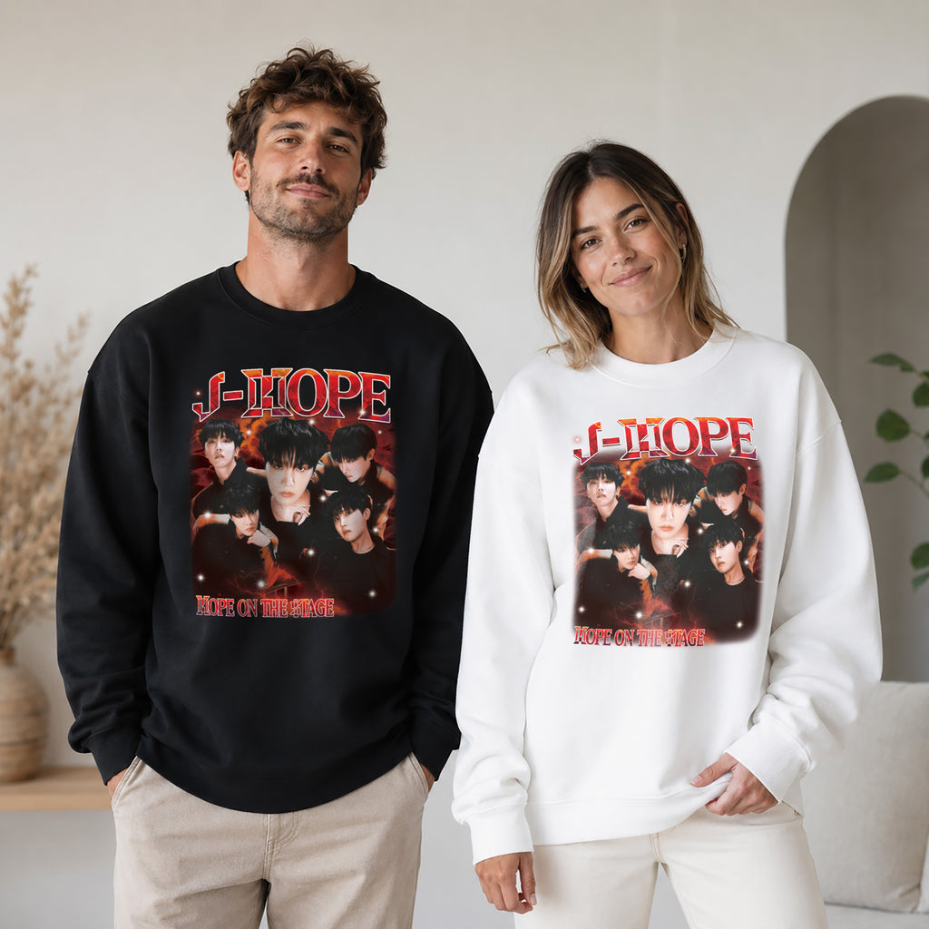 BTS J-Hope Solo Tour Sweatshirt - Couple view, Y2K kpop concert sweatshirt