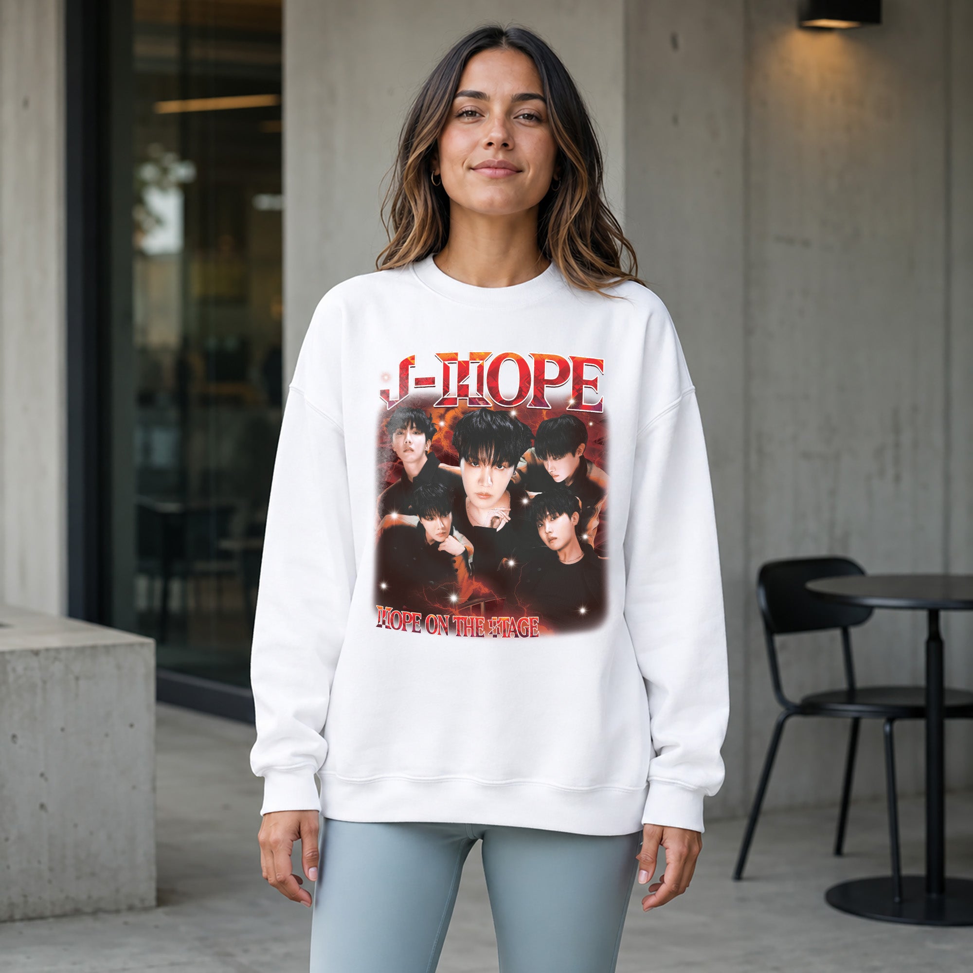 BTS J-Hope Solo Tour Sweatshirt - Women view, Y2K kpop concert sweatshirt