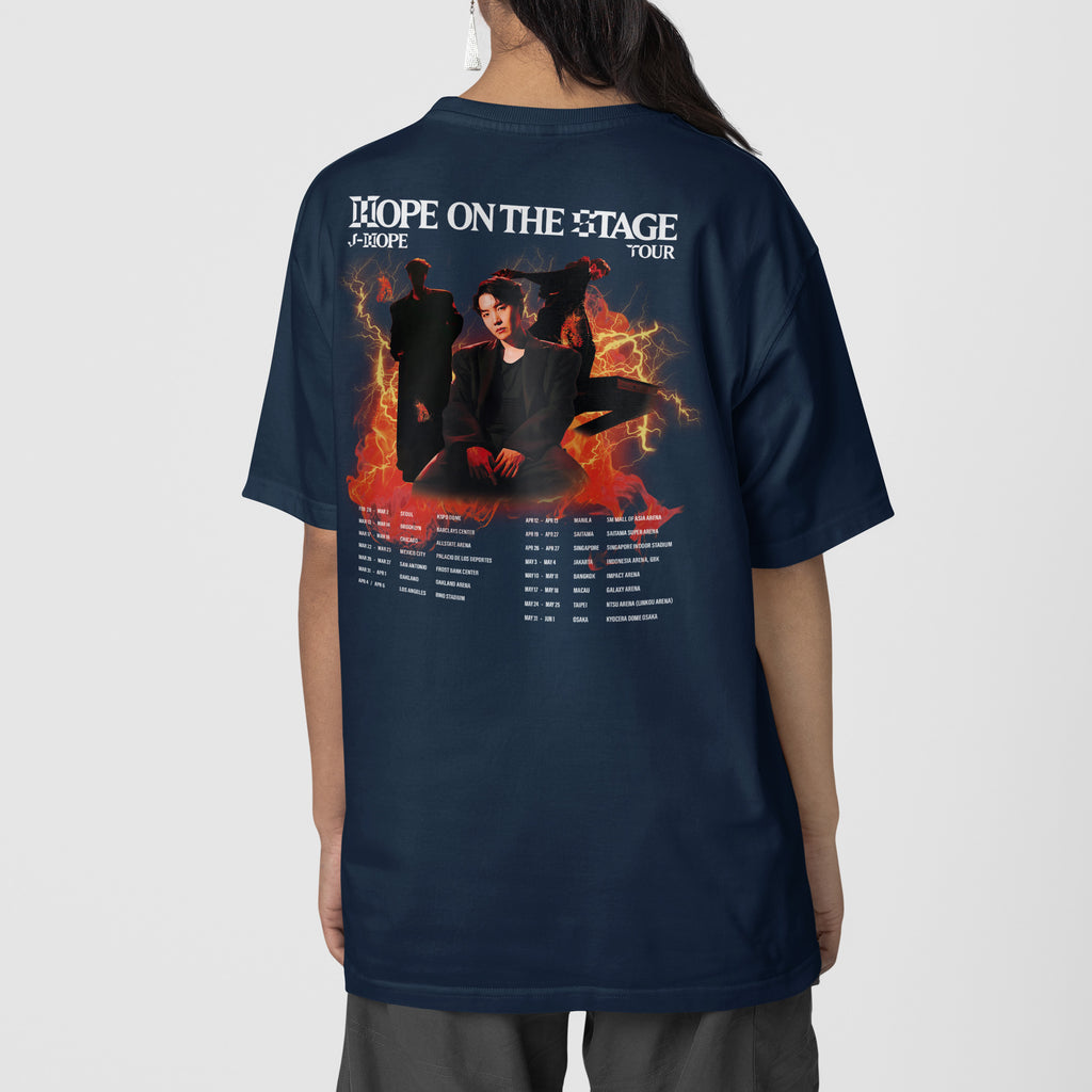 BTS J-Hope Rock Shirt:Hope On The Stage T-Shirt - Back view, Y2K kpop concert tee