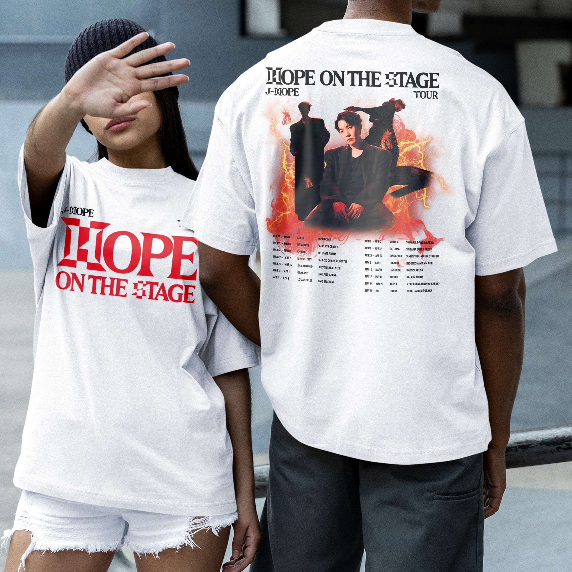 BTS J-Hope Rock Shirt:Hope On The Stage T-Shirt - Couple 2 view, Y2K kpop concert tee