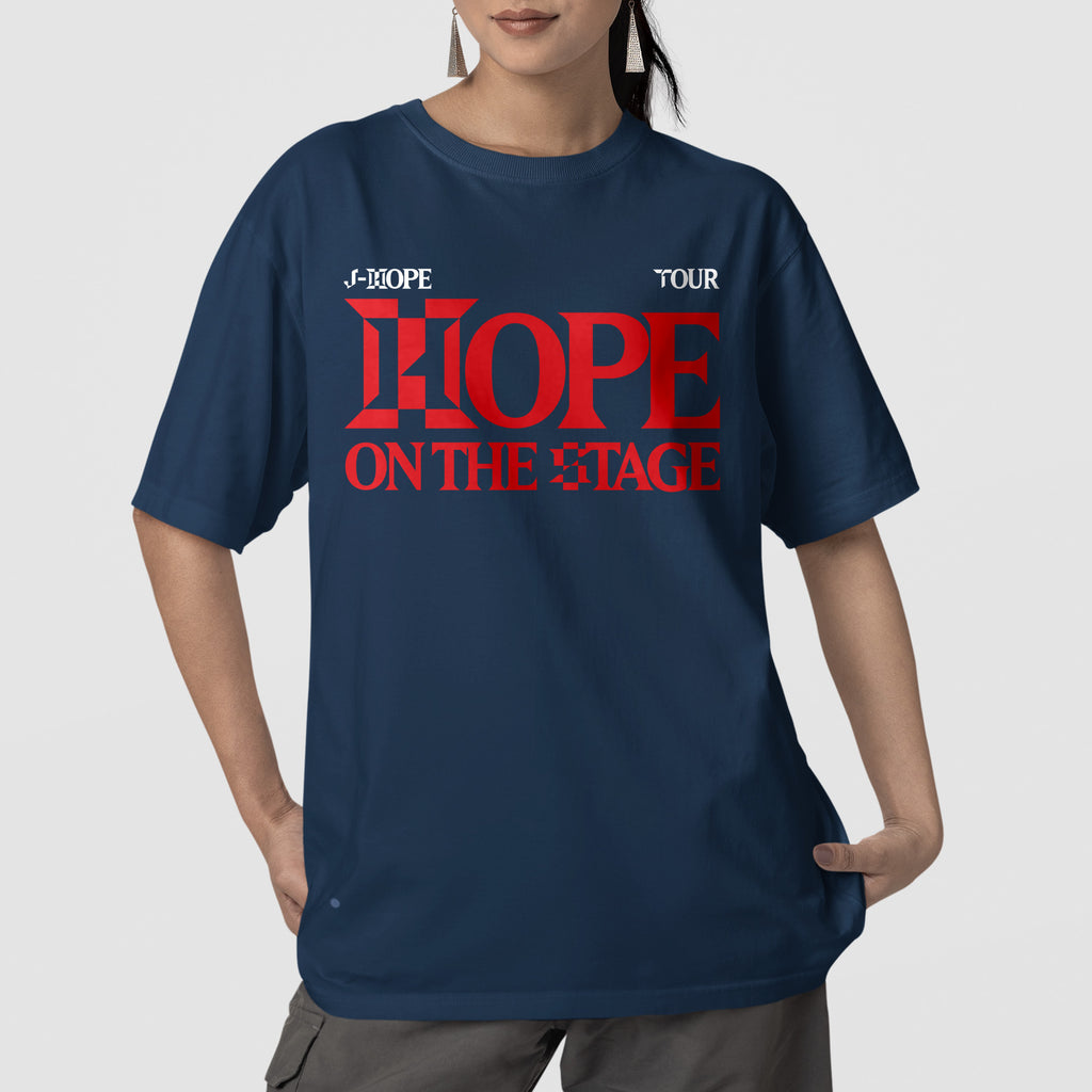 BTS J-Hope Rock Shirt:Hope On The Stage T-Shirt - Front view, Y2K kpop concert tee