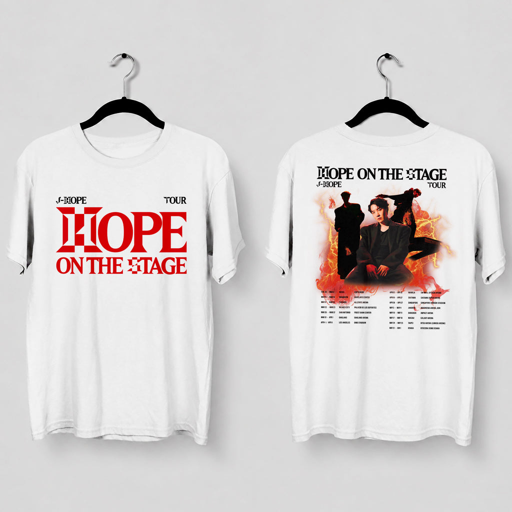 BTS J-Hope Rock Shirt:Hope On The Stage T-Shirt - Main view, Y2K kpop concert tee