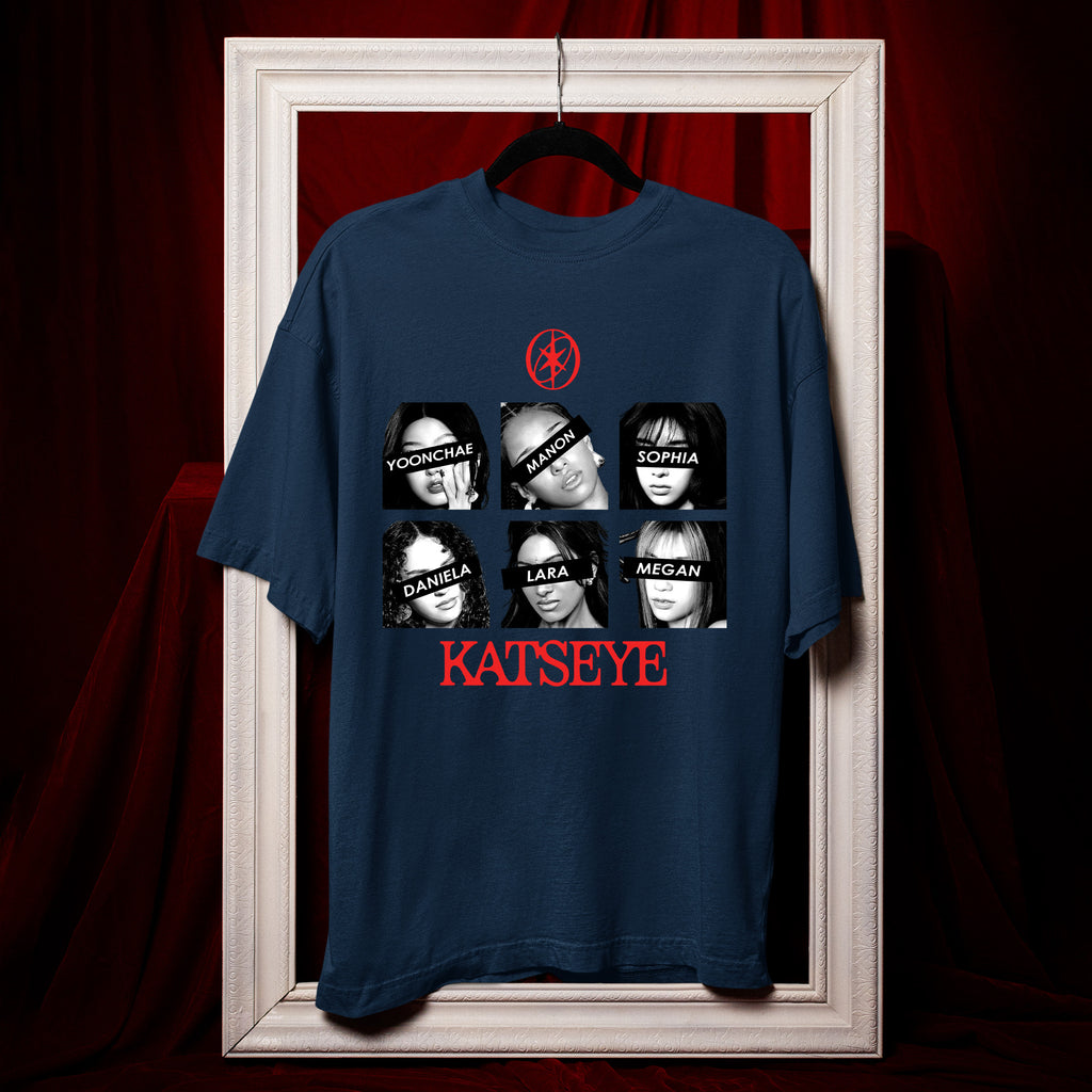 KATSEYE Retro Member T-Shirt - Hang view, Y2K kpop concert tee