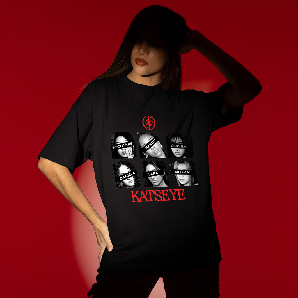 KATSEYE Retro Member T-Shirt - Women view, Y2K kpop concert tee