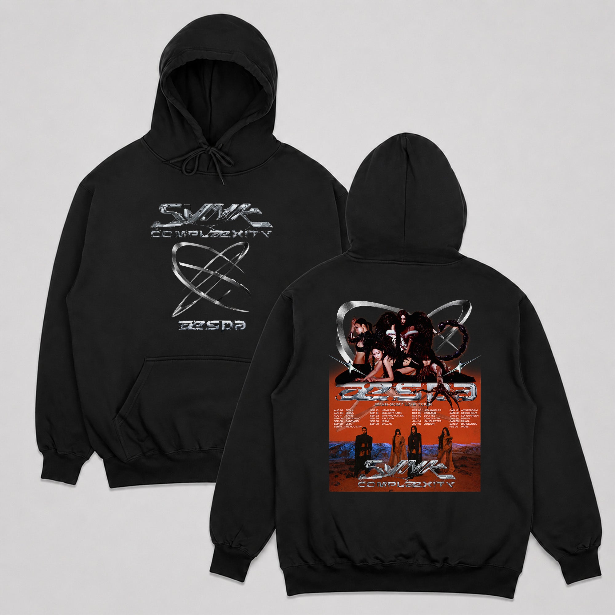 aespa Retro Synk Complæxity World Tour Hoodie - Main view, Y2K kpop concert hoodie