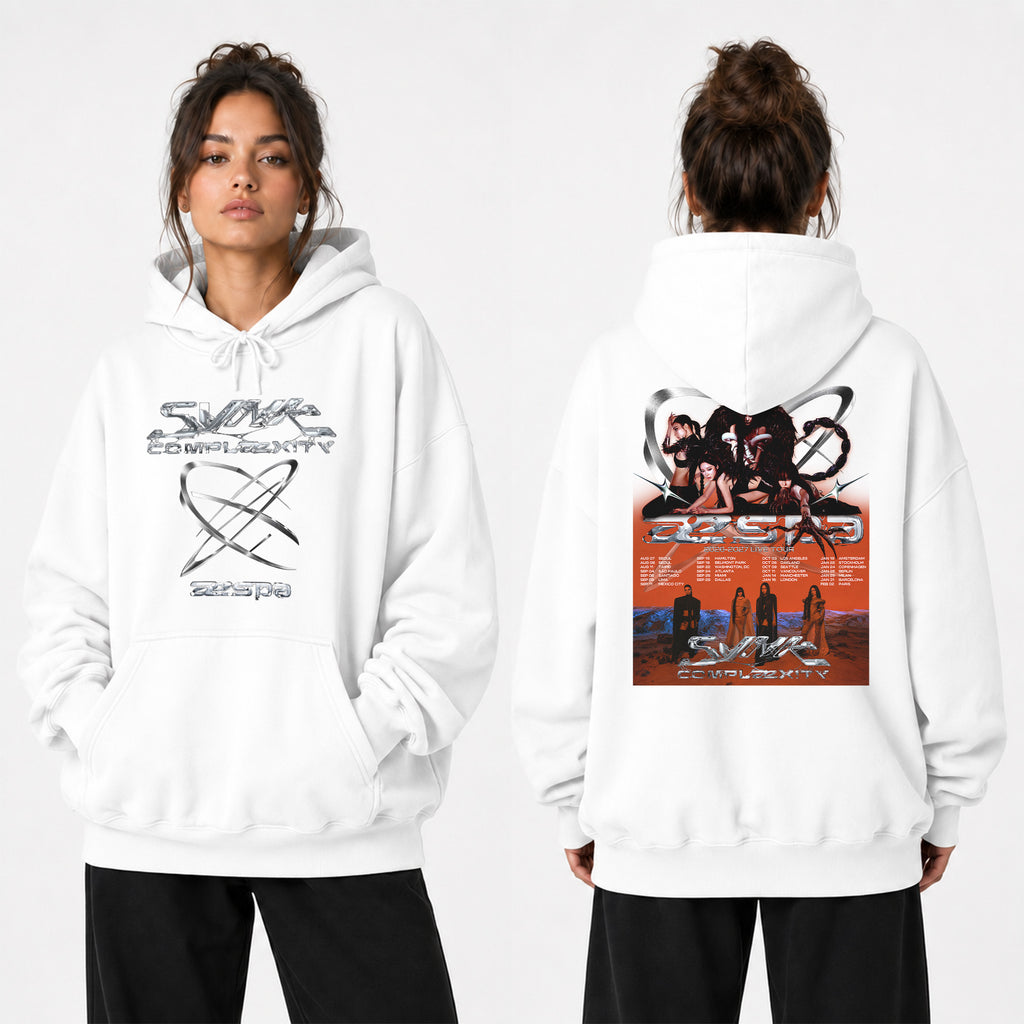 aespa Retro Synk Complæxity World Tour Hoodie - Women view, Y2K kpop concert hoodie